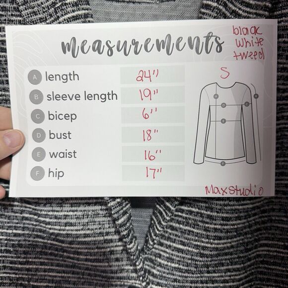 Max Studio Black & White Tweed Blazer Jacket Women’s Size S Classic Style - Picture 6 of 6